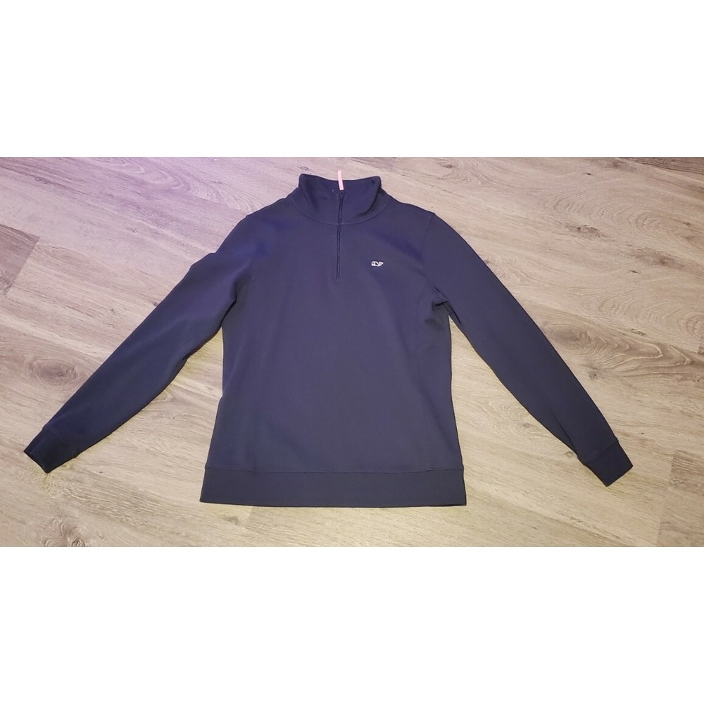 Vineyard Vines Sweater Women's XS Navy Blue 1/4 Zip Pullover Whale Logo